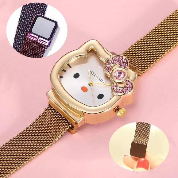 HELLO KITTY ROSE GOLD MESH STRAP WATCH - NEW! - Picture 12 of 16